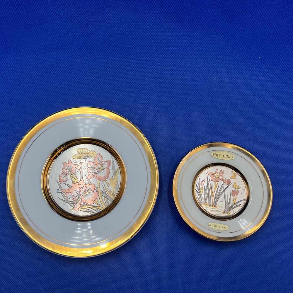 Art of Chokin, 2 plates, 24kt gold